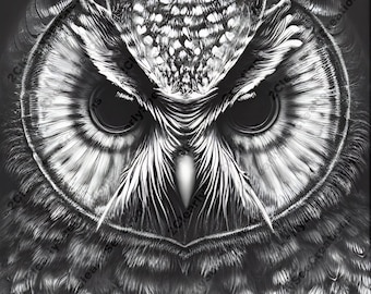 Digital Design File - Owl 2 - Glowforge | Lightburn Laser Ready Engrave PNG | SVG Format - Wood - 3D Illusion