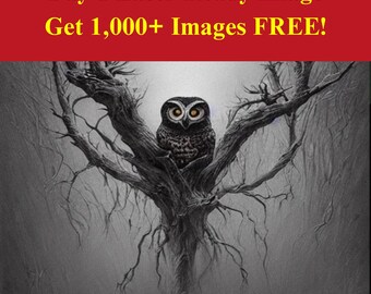 Gothic Owl Image Laser Burn File | Dark Forest Guardian Digital Download | 3D Illusion Graphics PNG Photo for Glowforge XTool