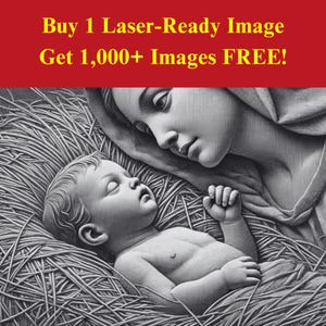 Madonna Bild Laser Brennen Datei | Mutter Maria Baby Jesus religiöser digitaler Download | 3D Illusion Grafik PNG Foto für Glowforge XTool