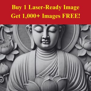 Buddha Lotus Image Laser Burn Slate File | Zen Buddhist Sacred Temple Digital Download | 3D Illusion Graphics PNG Photo Glowforge