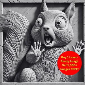 Eichhörnchen Bild Laser Cut Schieferdatei | Überraschtes Tier Digitaler Download | 3D Illusion Grafiken PNG Foto Glowforge