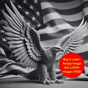 Imagen de alas de águila cortada a láser, archivo de pizarra quemada / Descarga digital de homenaje a la libertad heroica de EE. UU. / Gráficos de ilusión 3D grabados PNG Glowforge