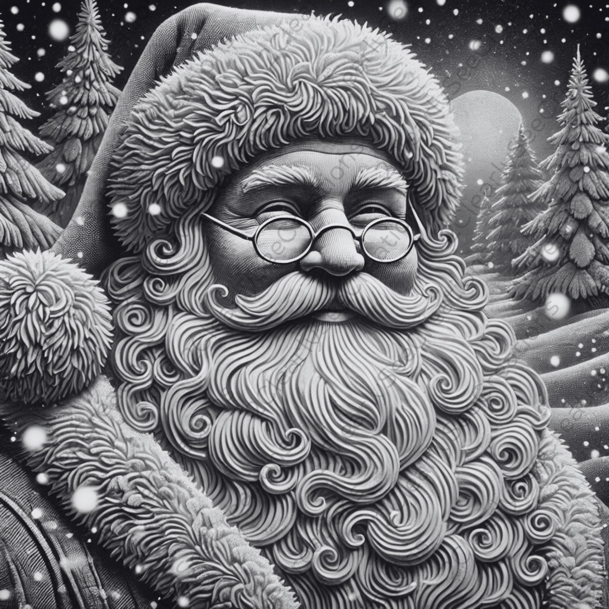 Santa Claus Image Laser Burn File | Winter Holiday Christmas Night