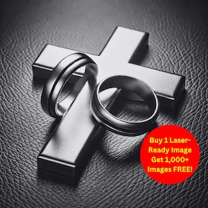 Afbeelding trouwring kruisringen lasergesneden leisteen branden | Digitale download christelijk huwelijkssymbool | 3D-illusie-graphics, png-foto Glowforge