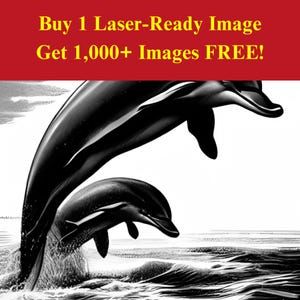 Delfine springen Bild Laser bereit Brenndatei | Ozean Wildtiere Meeresszene Digital Download | 3D Illusion Grafik PNG Foto für Glowforge
