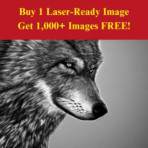 File di masterizzazione laser dell'immagine del ritratto del lupo / Download digitale del profilo del predatore selvatico / Grafica di illusione 3D Foto PNG per Glowforge XTool