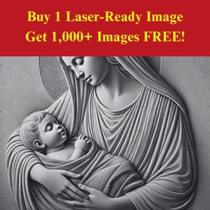 Imagen de la Virgen María cortada con láser, archivo de pizarra quemada / Descarga digital de alivio del niño dormido / Gráficos de ilusión 3D PNG Foto Glowforge
