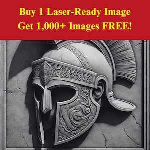 Spartan Helmet Image Laser Cut Burn Slate File | Ancient Greek Warrior Digital Download | 3D Illusion Graphics PNG Photo Glowforge