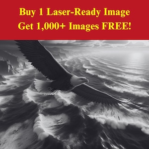 Eagle Ocean Image Laser Cut Burn Slate File | Download digital Storm Sea Freedom | Foto PNG de gráficos de ilusão 3D Glowforge