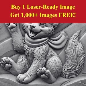 Husky Puppy Image Laser Cut Burn Slate File | Happy Dog Pet Digital Download | 3D Illusion Graphics PNG Photo Glowforge