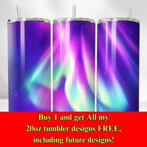 Aurora Tumbler Wrap | 20oz Northern Lights Sublimation Design | Digital Download PNG for Space, Fantasy, Galaxy, and Aesthetic Lovers