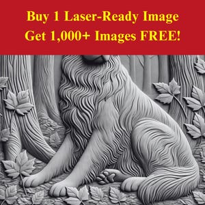 Imagen de golden retriever cortada con láser Archivo para quemar / Escena de bosque con relieve tallado Descarga digital / Gráficos de ilusión 3D PNG Foto Glowforge