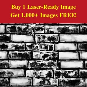 Brick Wall Image Laser Ready Burn File | Textured Grunge Brick Pattern Digital Download | 3D Illusion Graphics PNG Photo for Glowforge XTool