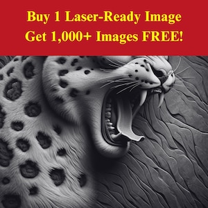 Leopard Roar Image Laser Burn Slate File | Wild Cat Predator Digital Download | 3D Illusion Graphics PNG Photo Glowforge