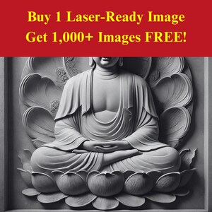 Buddha Image Laser Cut Burn Slate File | Zen Meditation Art Digital Download | 3D Illusion Graphics PNG Photo Glowforge