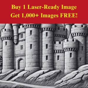 Medieval Castle Image Laser Burn Slate File | Fantasy Stone Tower Digital Download | 3D Illusion Graphics PNG Photo for Glowforge