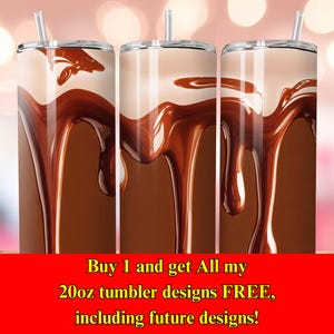 Chocolate Drip Tumbler Wrap | 20oz Melted Candy Sublimation Design | Digital Download PNG for Sweet Tooth Lovers, Dessert Aesthetic Art