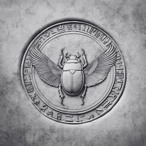 Egyptian Scarab Image Laser Cut Burn Slate File | Ancient Symbol Mystical Digital Download | 3D Illusion Graphics Engraving PNG Glowforge