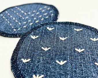 Hand Embroidered Circle Denim Patch