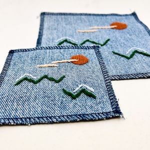 Hand Embroidered Abstract Landscape Patch