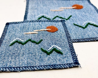 Hand Embroidered Abstract Landscape Patch