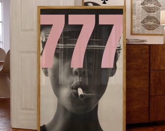 Lucky 777 Y2k Wall Art Print, Aesthetic Wall Decor, College apartment decor,  Maximalist Preppy Dorm Poster, Large Digital Download