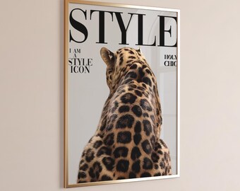 Leopard Print Wall Art, Stylish Magazine Cover-Inspired Decor, Bold Maximalist Dopamine Aesthetic, Trendy Fashion-Inspired Prints Wall Decor