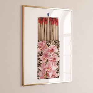 Floral Leopard Matchbox Printable Wall Art – Retro Trendy Dorm Room & Bar Cart Decor Print Poster Y2K Maximalist Digital Download