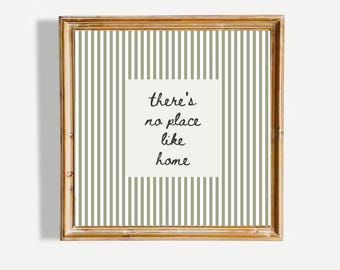 There's no place like home Poster Vintage Sage Striped Minimalist Neutral Typography Wall Art