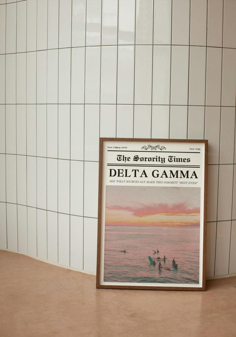 Sorority Delta Gamma CUSTOM Newspaper Themed Template Wall Decor/art