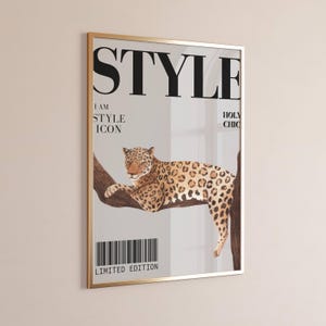 Style Leopard Fashion Wall Art Print, Chic Y2k Aesthetic Decor, Maximalist Bedroom Print, Fashion Magazine Cheetah Girly Dorm Art Printable