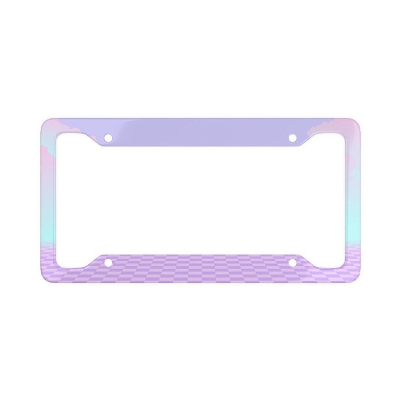 Kawaii aesthetic license plate frame, Cute pink license plate holder, Purple license plate cover, Kawaii anime car decor exterior, for girls 