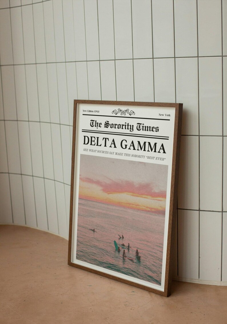Sorority Delta Gamma CUSTOM Newspaper Themed Template Wall Decor/art