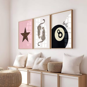 Set of 3 wall art leopard print, Trendy Cheetah Y2k gallery prints, Maximalist dorm room decor, Aesthetic apartment living room print poster