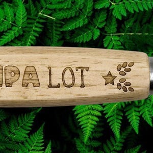 May include: A wooden bottle opener with a stainless steel head. The handle is engraved with the words "IPA LOT" and star and leaf designs. The opener is set against a background of green fern leaves.