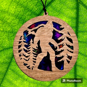 Bigfoot Mountain Man Suncatcher - Bright Forest