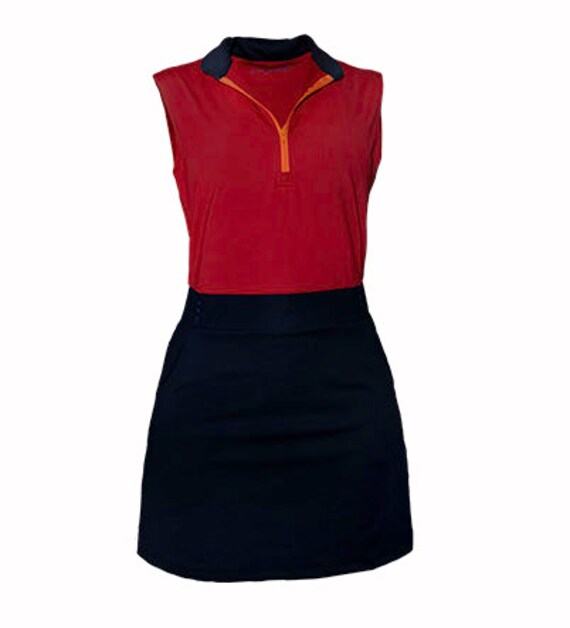 Collar Zipper Sleeveless Golf Dress