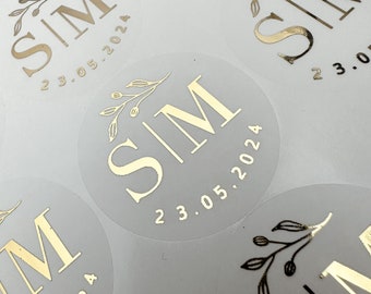 Foiled Wedding Initial Stickers: Personalized Custom Envelope Seals