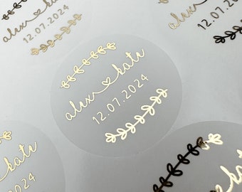 Foiled Wedding Stickers: Personalized Gold Monogram Envelope Seals