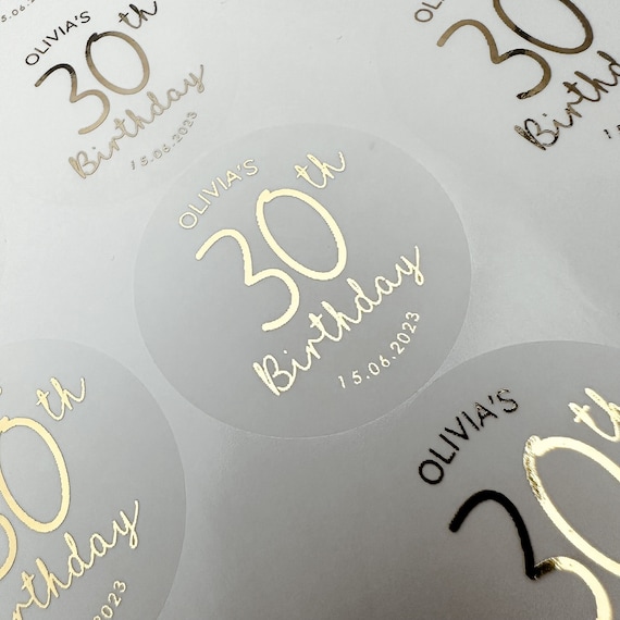 Personalized Foiled Birthday Stickers: Custom Name & Age, Party Favor Labels
