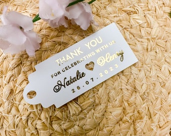 Personalized Gold Foiled Wedding Favor Tags: Elegant Thank You Gift Tags