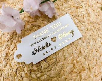 Personalised Wedding Favor Gold Foiled Thank you Tags, Custom Gift Bag Tags, Wedding thank you tags, Thank you for celebrating us Gift tags