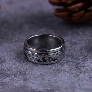 Gothic Viking Steel Plant Band Ring Silver Man womans Ring Style Ring Unique Mens Unisex Silver Ring Jewelry Jewelery/Statement rings
