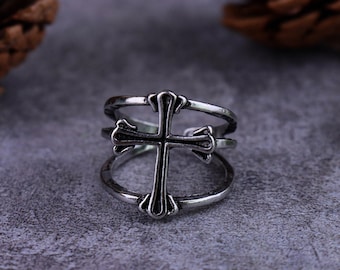 Cross Ring/adjustable ring/Goth Jewellery /Unisex Ring/ Vintage Rings/Statement rings/gift for him/ best gfit/gift for her/gothic/punk