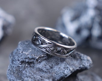 Steel Vintage Twisted Ring-Geometric Style Vintage Ring- Male Band Ring-Mens Rustic Band-Band Ring-Gifts for him