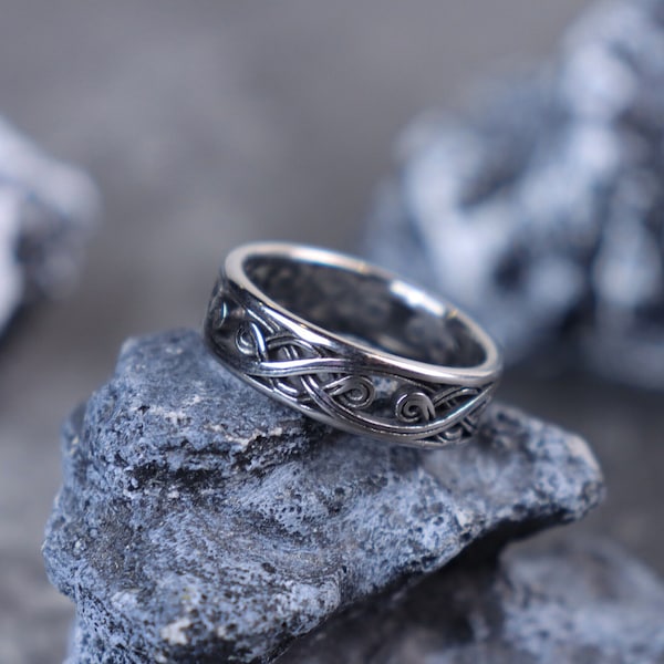 Steel Vintage Twisted Ring-Geometric Style Vintage Ring- Male Band Ring-Mens Rustic Band-Band Ring-Gifts for him