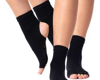 DRESP toe and heel-free elegant yoga socks with anti-slip sole - cotton mix cuff