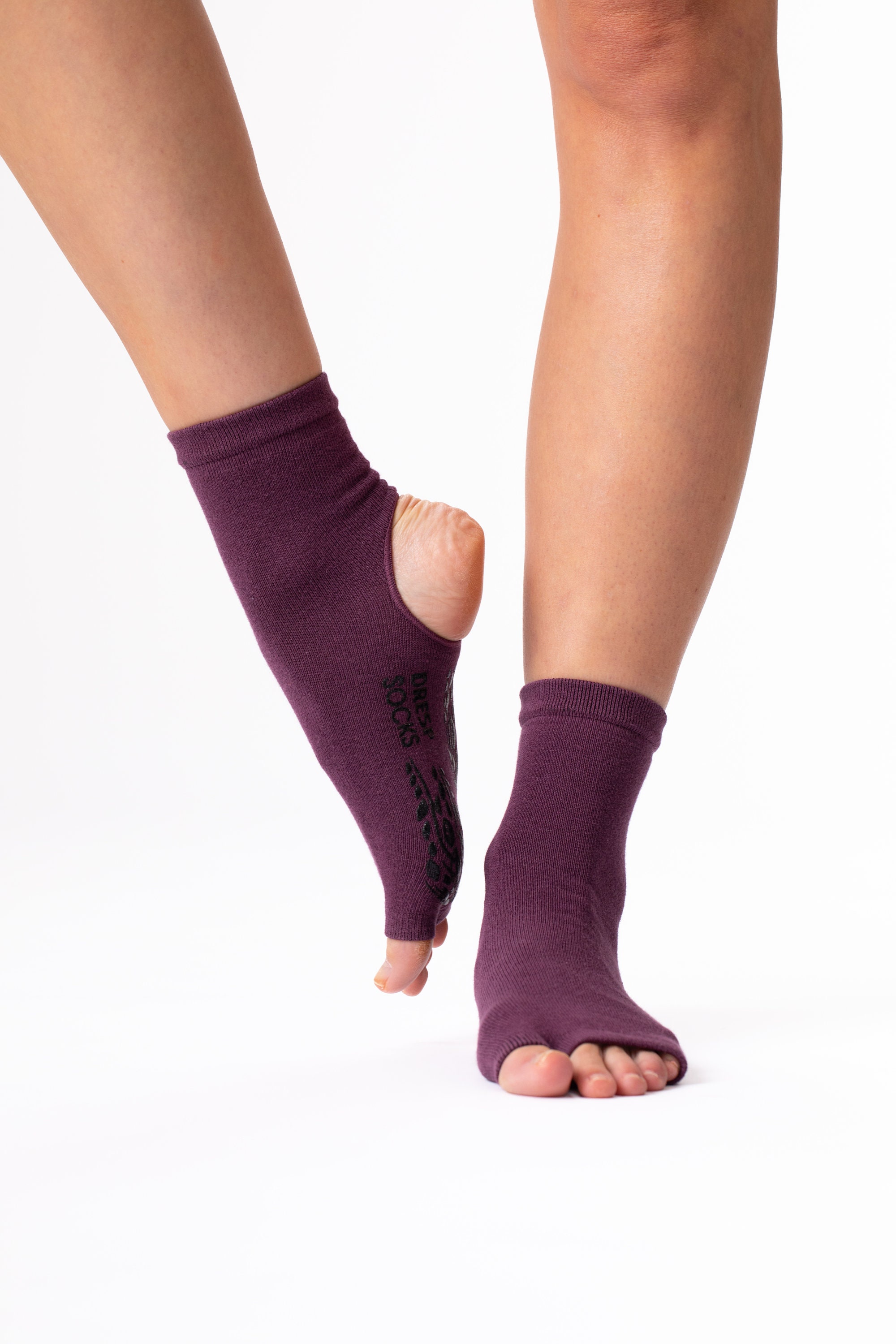 DRESP Toe and Heel-free Elegant Yoga Socks With Anti-slip Sole Cotton Mix  Cuff 
