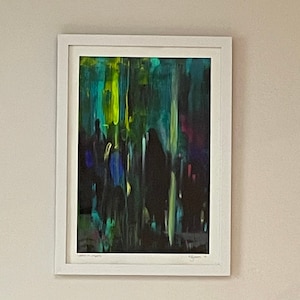 Abstract painting neon fluoro acrylic wall art
