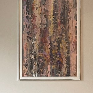 Pink gold grey violet large original abstract painting